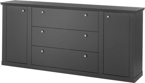 HOME AFFAIRE, Home affaire Sideboard "Lincoln, moderner Schrank, schwarze Kommode, 205 cm breit" edles Design, messingfarbene Knopfgriffe, in 2 Grössen verfügbar