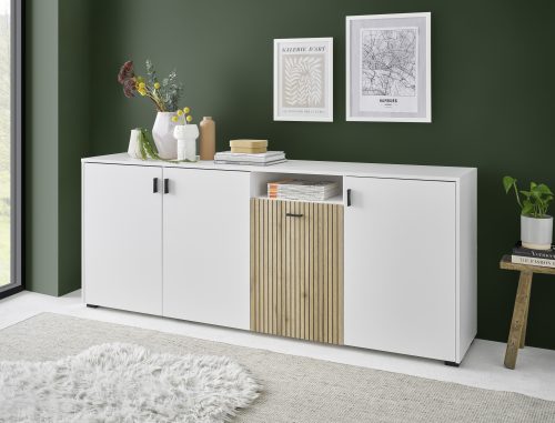 INOSIGN, INOSIGN Sideboard »Hudson«, in moderner Trendfarbe, Griffe aus Metall (Schwarz), Breite 200 cm