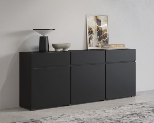 GOODproduct, GOODproduct Sideboard "Cross,Breite 180 cm, moderne grifflose Kommode,3 Türen/3 Schubkästen" Schubladenschrank mit viel Stauraum, Einlegeböden verstellbar