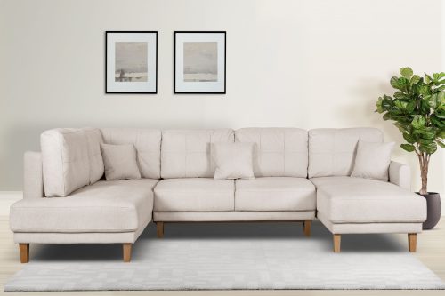 HOME AFFAIRE, Home affaire Wohnlandschaft »Triplo wahlweise mit Schlaffunktion, Steppung im Rückenkissen, U-Form«, mit Steppung, auch mit Bettfunktion und Bettkasten, incl. 3 Zierkissen
