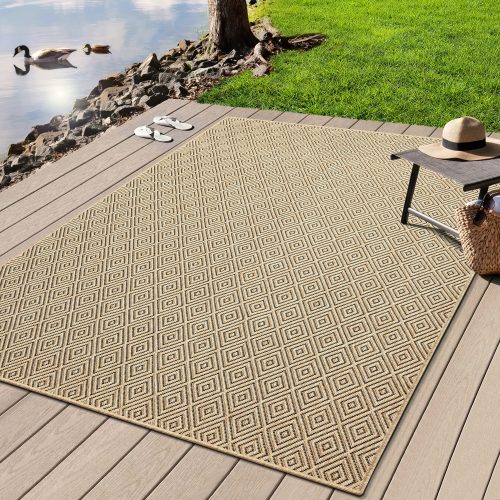 MERINOS, merinos Teppich »Kenzy«, rechteckig, 1 mm Höhe, robuster In- und Outdoor Teppich im natürlichen Jute-Look, wetterfest