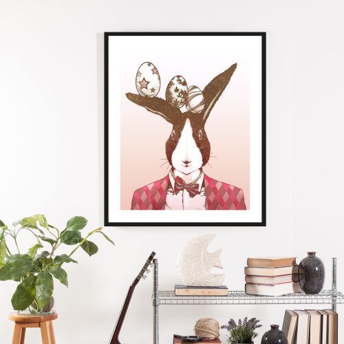 QUEENCE, queence Bild »Aferno«, Hase, (1 St.), mit Rahmen, weiss