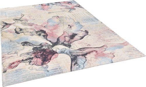 GINO FALCONE, Gino Falcone Teppich »Cosima-108«, rechteckig, 3 mm Höhe, flachgeweber Jaquard-Teppich, mit Chenillegarn, modernes Blumen Design, Wohnzimmer