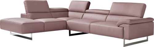 Egoitaliano Ecksofa »Malika«, mit Ottomane, inkl. Kopfteilverstellung und chromfarbenen Metallfüssen