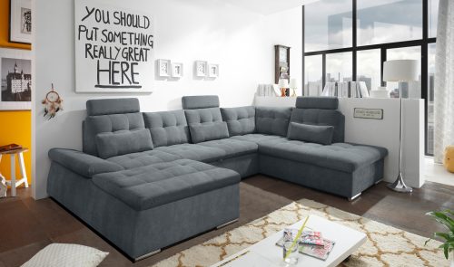 ED EXCITING DESIGN Wohnlandschaft »Nalo U-Form«, mit Bettfunktion, Bettkasten, Kopfstützen, Nierenkissen etc.