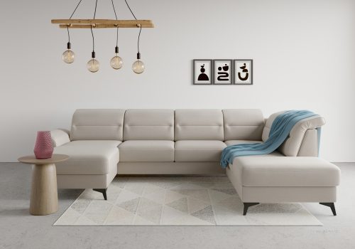 sit&more Wohnlandschaft »Sinatra«, optional mit Kopfteilverstellung und Armteilfunktion oder mit Kopfteilverstellung, Armteilfunktion, Bettfunktion und Stauraum, mattschwarze Metallfüsse
