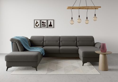 sit&more Wohnlandschaft »Sinatra«, optional mit Kopfteilverstellung und Armteilfunktion oder mit Kopfteilverstellung, Armteilfunktion, Bettfunktion und Stauraum, mattschwarze Metallfüsse