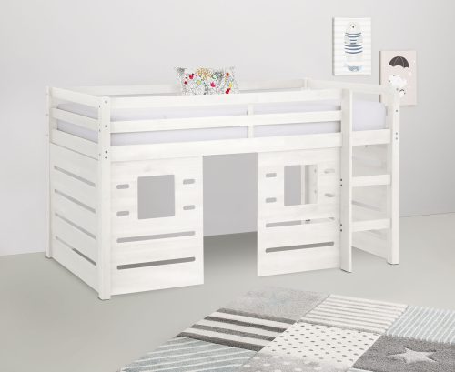 LÜTTENHÜTT, Lüttenhütt Hochbett »Alpi«, aus massivem Kiefernholz, inklusive Leiter und Panel, Aussenmassenbreite 103 cm