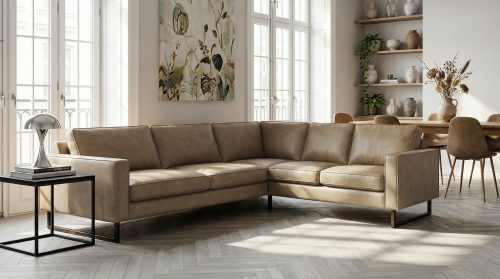 Places of Style Ecksofa »Pinto«, mit langem Schenkel, Keder und Metallfüssen