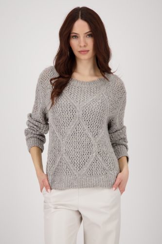 Monari, Monari Strickpullover "Pullover Ajour Paillette" Mit Rundhalsausschnitt