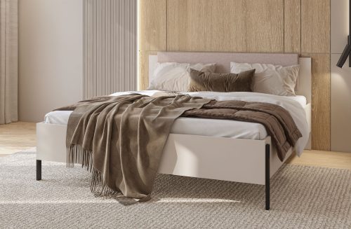 HOME AFFAIRE, Home affaire Bett »Jukon, mit gepolstertem Kopfteil, Füsse aus Metall, modernes Design«, (3 Breiten:100cm, 160cm und 180cm), in drei Grössen, perfekt auch als Jugendbett