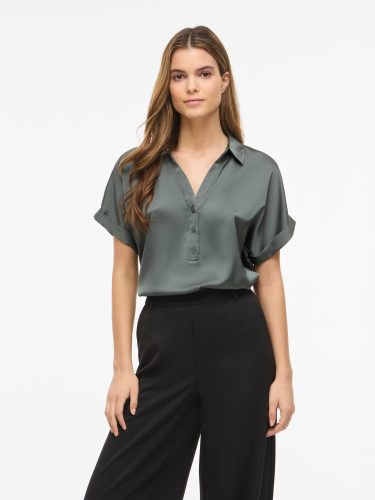 VILA, Vila Kurzarmbluse "VIENNA RAVENNA S/S TOP - NOOS" Kunstfaser, regular fit