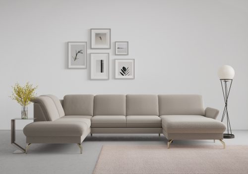 sit&more Wohnlandschaft »Fashion«, wahlweise mit Kopfteilverstellung und Vorziehsitz, motorisch, mit satinierten Nickelfüssen