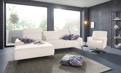 sit&more Ecksofa, Fusshöhe 15 cm, inklusive Sitztiefenverstellung und Kopfteilverstellung, wahlweise in 2 unterschiedlichen Fussfarben