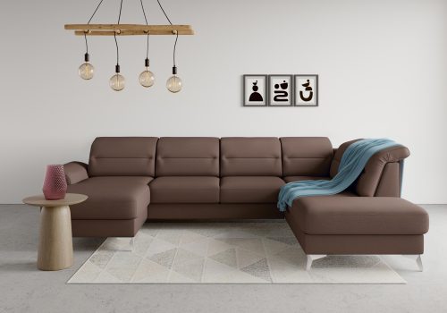sit&more Wohnlandschaft »Sinatra«, optional mit Kopfteilverstellung und Armteilfunktion oder mit Kopfteilverstellung, Armteilfunktion, Bettfunktion und Stauraum, chromfarbene Metallfüsse