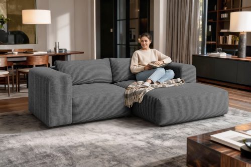GOODproduct Ecksofa »TIARRA Design-Sofa mit Ottomane recht/links bestellbar, Breite 241 cm« L-Form mit hochelastischer Schaum und Wellenunterfederung