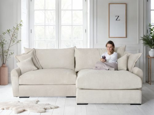 HOME AFFAIRE, Home affaire Ecksofa "Finca XL L-Form, B: 190 cm" 4 Zierkissen, Mega-Sofa, in Cord oder Chenille-Struktur, Federkern