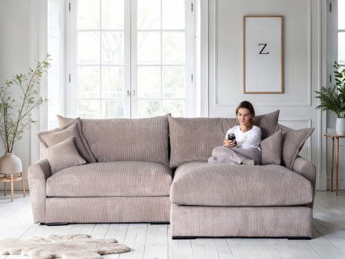 HOME AFFAIRE, Home affaire Ecksofa "Finca XL L-Form, B: 190 cm" 4 Zierkissen, Mega-Sofa, in Cord oder Chenille-Struktur, Federkern