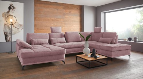 Places of Style Wohnlandschaft »Costello«, incl. Sitztiefenverstellung und Armlehnfunktion, Federkern, wahlweise mit Bettfunktion und Stauraum, 3 Nierenkissen