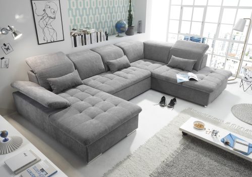 ED EXCITING DESIGN Wohnlandschaft Wayne, mit Bettfunktion, Bettkasten und Nierenkissen. 1 Armteil- und 5 Kopfteilverstellungen