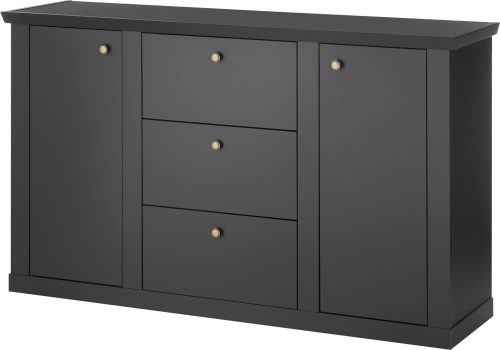 HOME AFFAIRE, Home affaire Sideboard "Lincoln, moderner Schrank, schwarze Kommode, 158 cm breit" edles Design, messingfarbene Knopfgriffe, in 2 Grössen verfügbar
