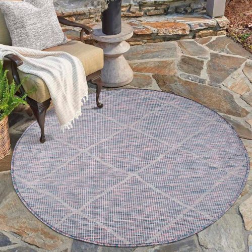 Carpet City Teppich »Palm«, rund, 5 mm Höhe, Wetterfest & UV-beständig, für Balkon, Terrasse, Flur, Küche, flach gewebt
