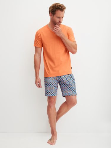 Calida, CALIDA Shorty "Relax Imprint 4" 2 mit V-Ausschnitt und kurzen Ärmeln, Hose gemustert