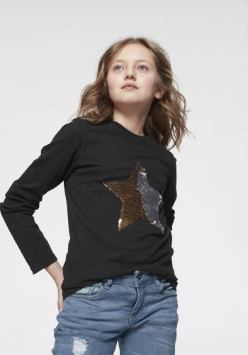 KIDSWORLD, KIDSWORLD Langarmshirt »STERN«, mit Wendepailletten-Stern