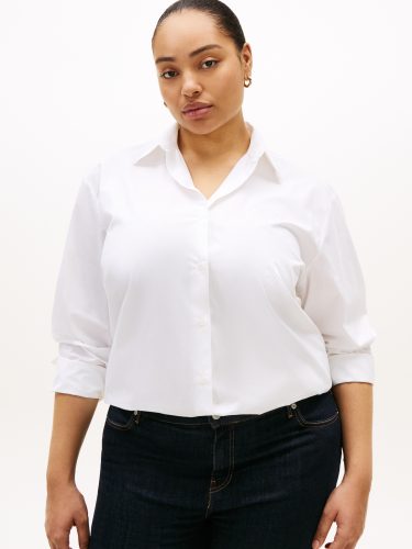 Tommy Hilfiger Curve, Tommy Hilfiger Curve Hemdbluse "CRV COTTON EASY SHIRT" in grossen Grössen, Baumwolle