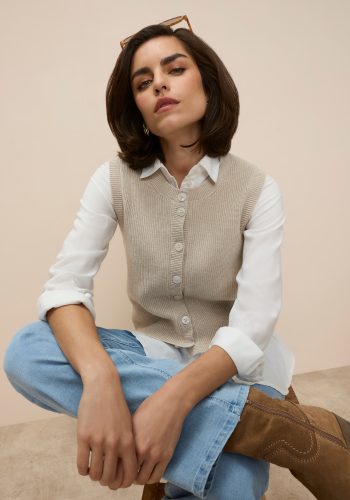 TAMARIS, Tamaris Kurzarmpullover mit trendigem Schnitt und Knopfleiste