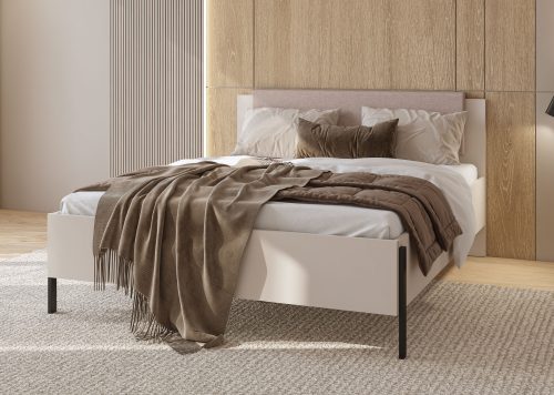 HOME AFFAIRE, Home affaire Bett »Jukon, mit gepolstertem Kopfteil, Füsse aus Metall, modernes Design«, (3 Breiten:100cm, 160cm und 180cm), in drei Grössen, perfekt auch als Jugendbett