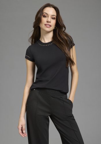 Bruno Banani, Bruno Banani T-Shirt mit Ziernieten, figurumspielende Passform, Rundhalsausschnitt