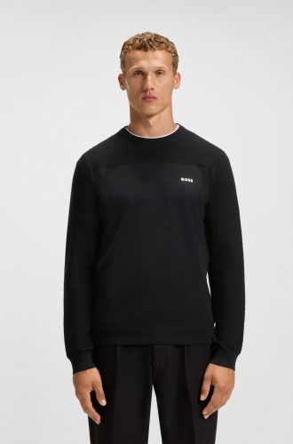 BOSS Green, BOSS GREEN Strickpullover "KN Momentum-X CN" Rundhalsausschnitt, Regular Fit, kontrast HD-Logo
