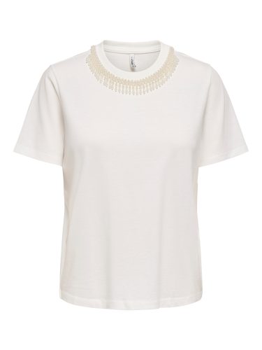 ONLY, ONLY Kurzarmshirt "ONLPARKER S/S O-NECK BLING TOP BOX JRS" Materialmix, regular fit, Rundhals, mit Strass-Stein Detail