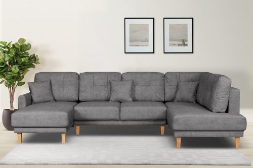 HOME AFFAIRE, Home affaire Wohnlandschaft »Triplo wahlweise mit Schlaffunktion, Steppung im Rückenkissen, U-Form«, mit Steppung, auch mit Bettfunktion und Bettkasten, incl. 3 Zierkissen
