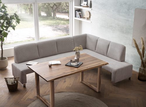 exxpo - sofa fashion Eckbank »Intenso, modern, wahlweise in Leder oder Textil, 264/197 cm (B/T)«, hohe Bodenfreiheit, frei im Raum stellbar, hoher Sitzkomfort