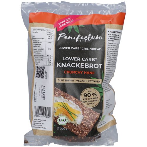 Panifactum, Panifactum Lowcarb Knäckebrot Crunchy Hanf Bio glutenfrei (200 g)