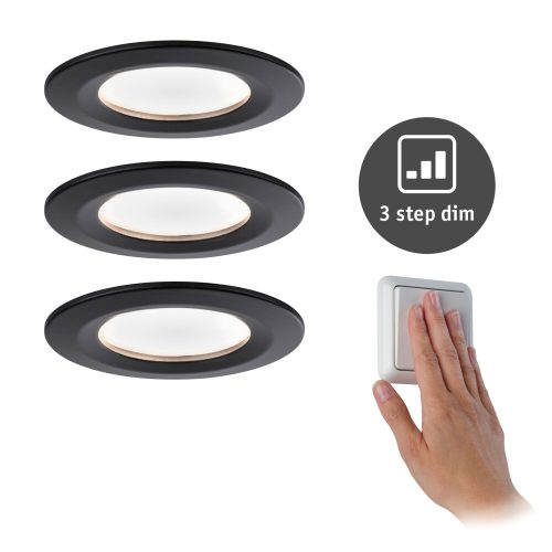 Paulmann, Paulmann 94474 LED-Einbauleuchte 3er Set 19.5 W Warmweiß Schwarz (matt)