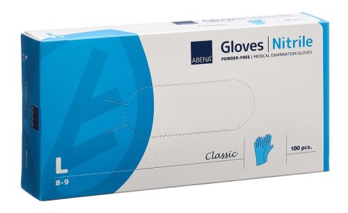 Abena, ABENA Classic Nitrilhandschuhe L, 240mm, puderfrei unsteril blau (100 Stk)