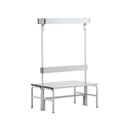 undefined, Umkleidebank aus Edelstahl, HxT 1650 x 725 mm L 1015 mm, ohne Schuhrost, Hakenleiste mit 6 Haken