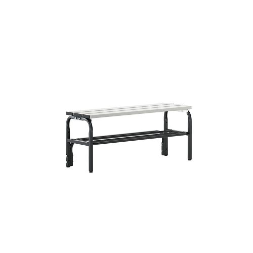 Umkleidebank aus Stahl, HxT 450 x 350 mm L 1015 mm, mit Schuhrost, ohne Hakenleiste