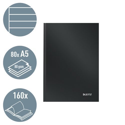 Leitz Acco Brands, Leitz Notizbuch Solid A5 liniert, schwarz