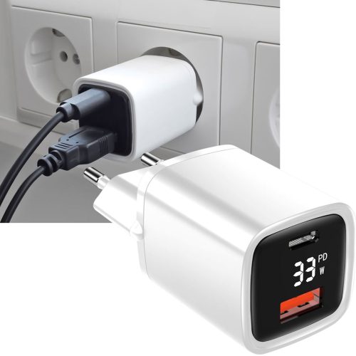 Eaxus, Dual USB Ladegerät mit USB-C / A Port mit Schnellladefunktion, 33 Watt PowerDevice
