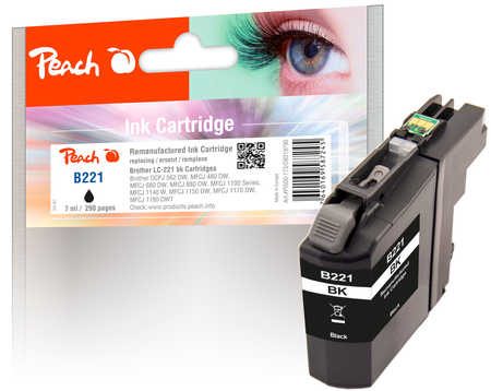 Peach Tintenpatrone schwarz kompatibel zu Brother LC-221BK