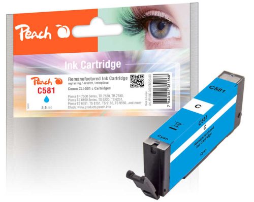 Peach, Peach Tintenpatrone cyan kompatibel zu Canon CLI-581 c