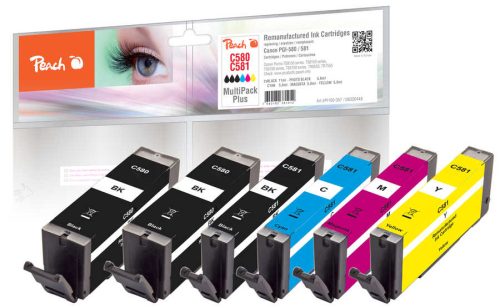 Peach, Peach Spar Pack Plus Tintenpatronen kompatibel zu Canon PGI-580, CLI-581