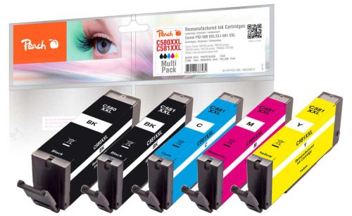 Peach, Peach Spar Pack Tintenpatronen XXL kompatibel zu Canon PGI-580XXL, CLI-581XXL
