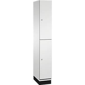 CP CAMBIO Fächerschrank mit HPL-Türen und Garderobenstange 2 Fächer Korpus lichtgrau / Tür lichtgrau, Breite 300 mm