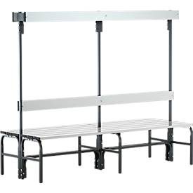 undefined, Umkleidebank aus Stahl, HxT 1650 x 725 mm L 2000 mm, ohne Schuhrost, Hakenleiste mit 12 Haken