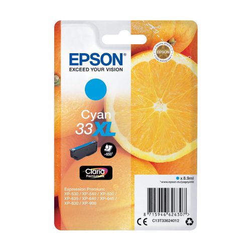 Epson 33Xl Claria Premium cyan Tintenpatrone